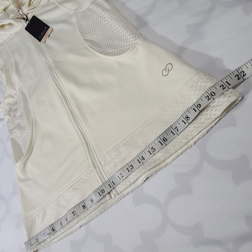 CALIA by Carrie Underwood Mesh Zip Up Vest‎ with Hood Cream NWT Size Small - Picture 9 of 12